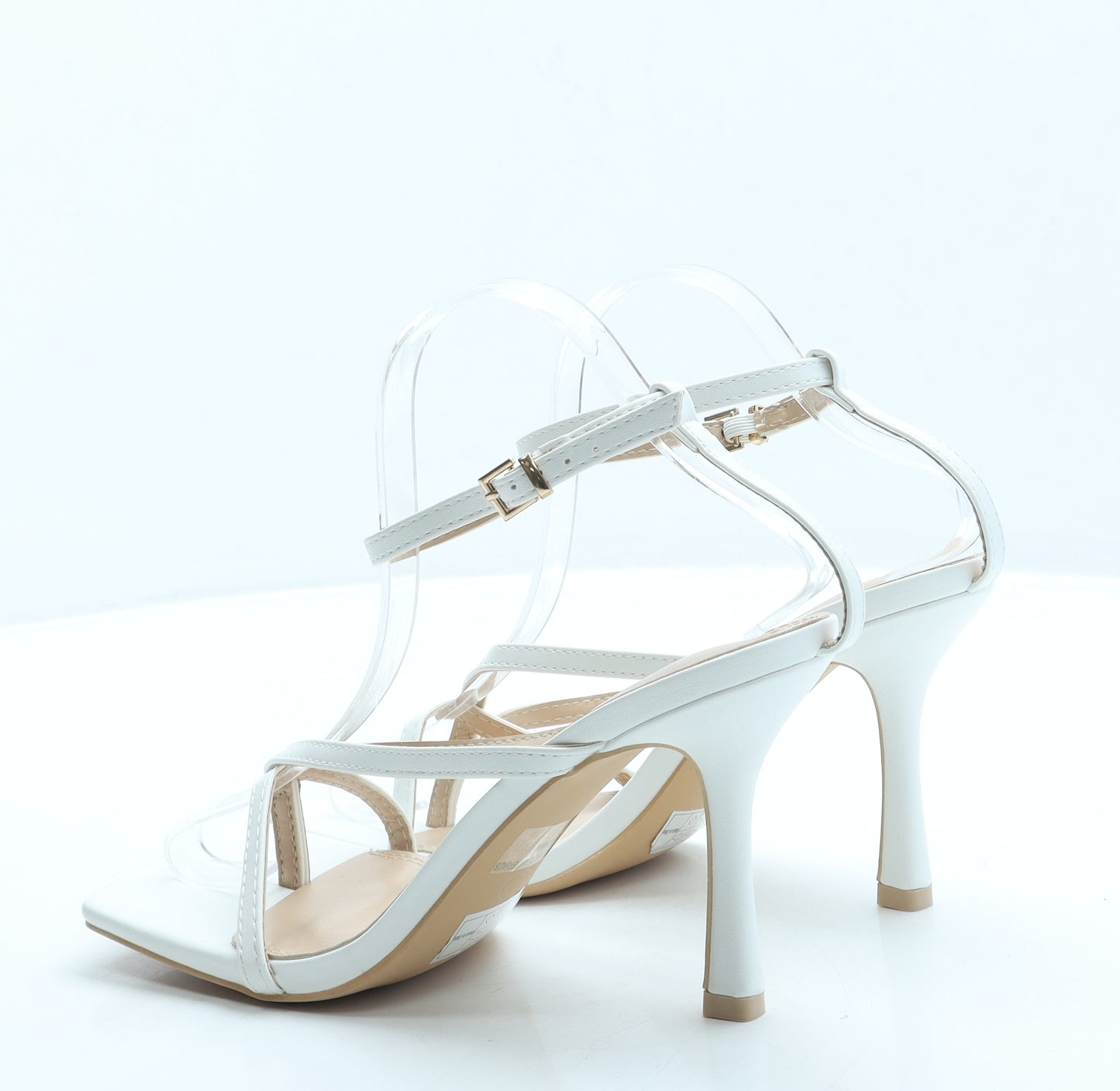 SheIn Womens White Leather Strappy Heel UK 7 40 US 9