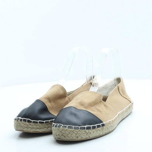 Primark Womens Brown Colourblock Polyester Espadrille Casual UK 5 38 6.5