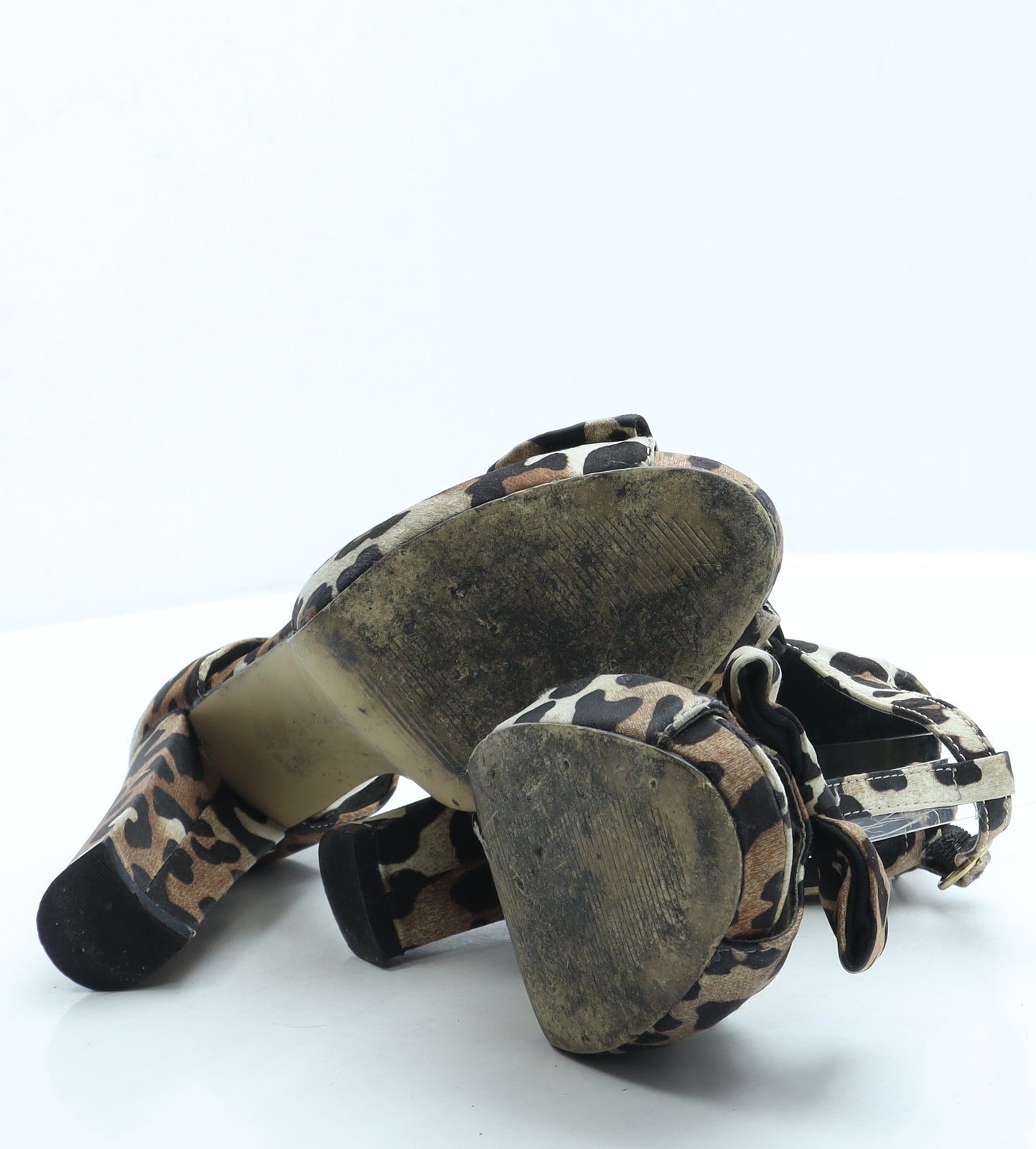 New Look Womens Brown Animal Print Polyester Platform Heel UK 6 39 - Leopard Print