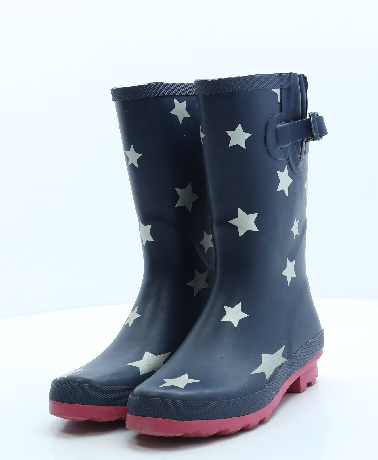 Preworn Womens Blue Geometric Rubber Wellies Boot UK 4 - Stars