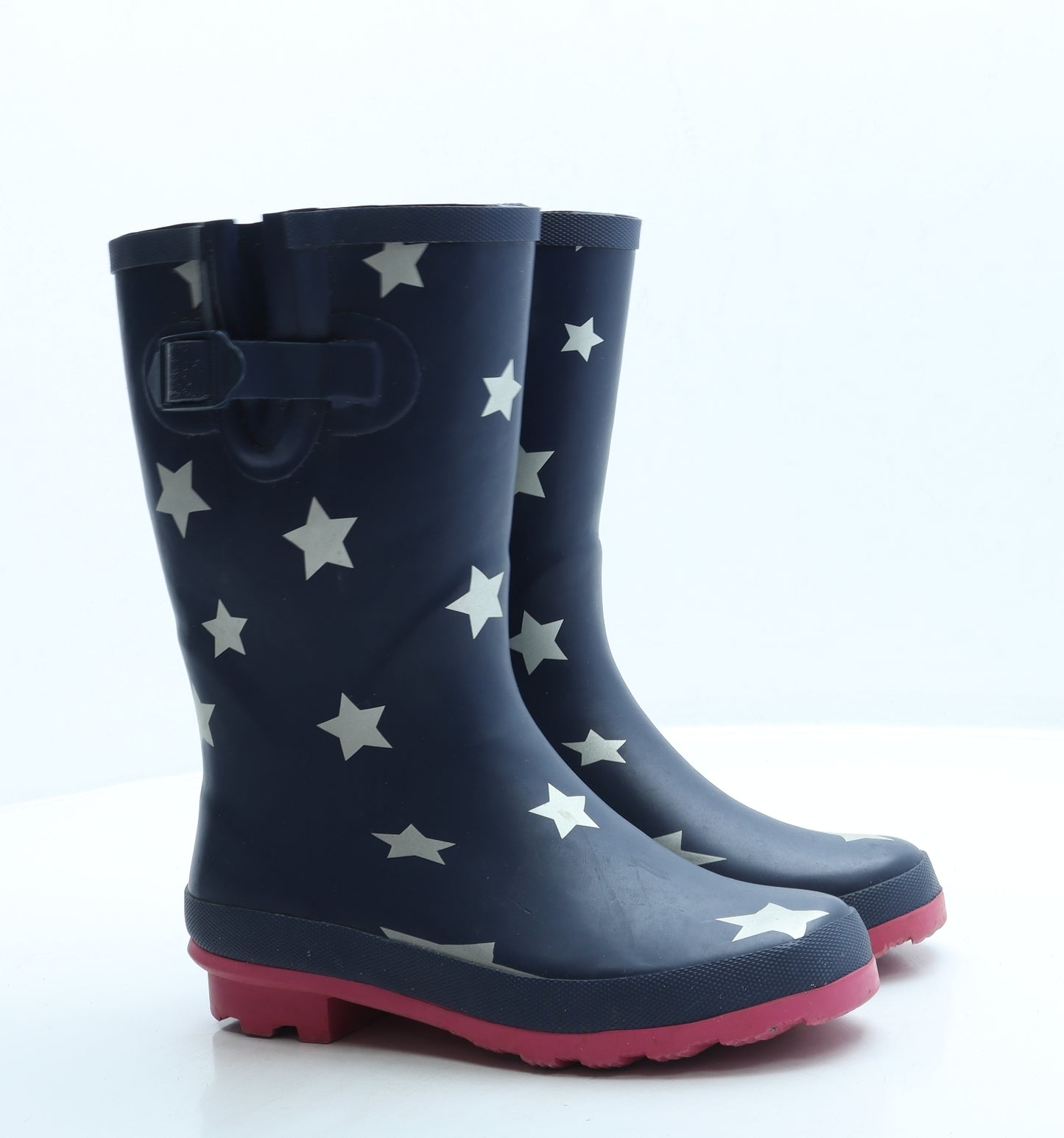 Preworn Womens Blue Geometric Rubber Wellies Boot UK 4 - Stars