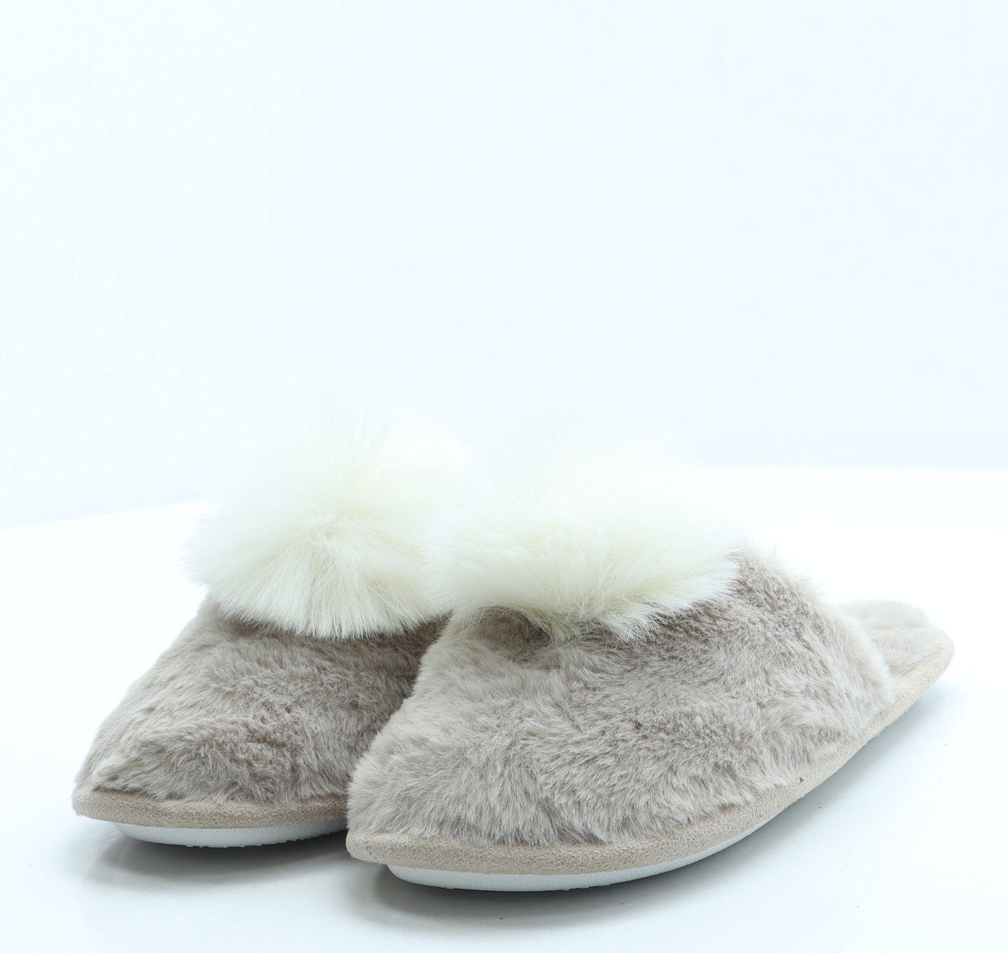 Lovestruck Womens Brown Faux Fur Slip On Slipper UK - Pom Pom