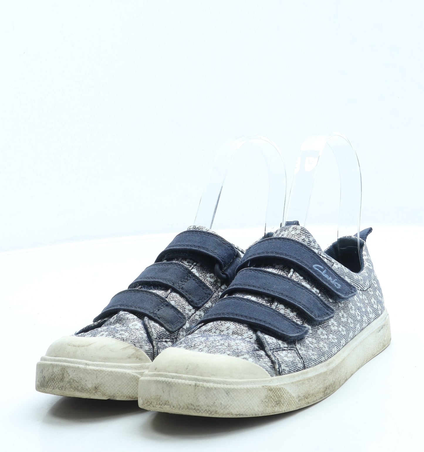 Clarks Girls Blue Floral Polyester Trainer UK 1 33