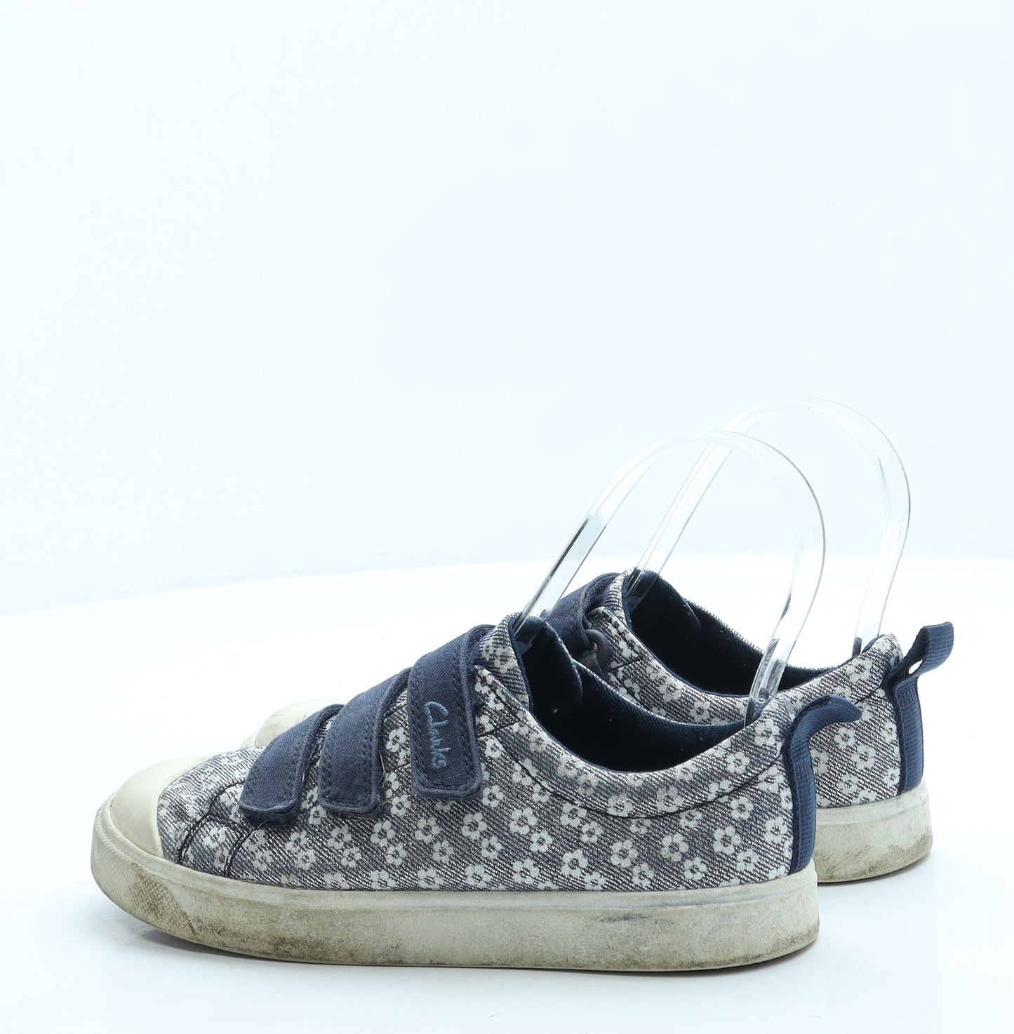 Clarks Girls Blue Floral Polyester Trainer UK 1 33