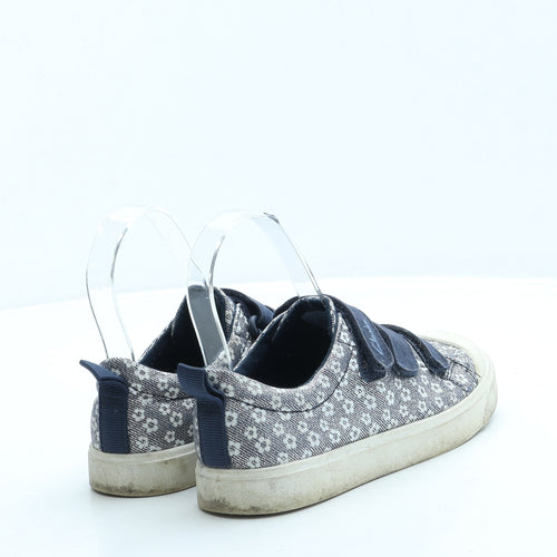 Clarks Girls Blue Floral Polyester Trainer UK 1 33