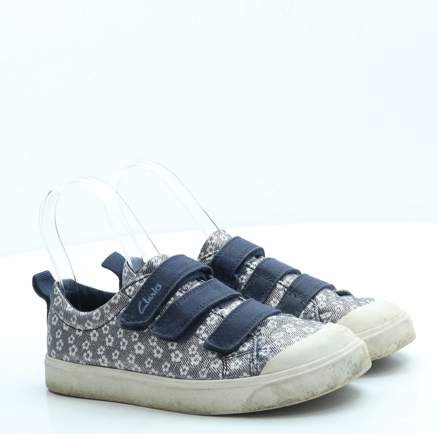 Clarks Girls Blue Floral Polyester Trainer UK 1 33