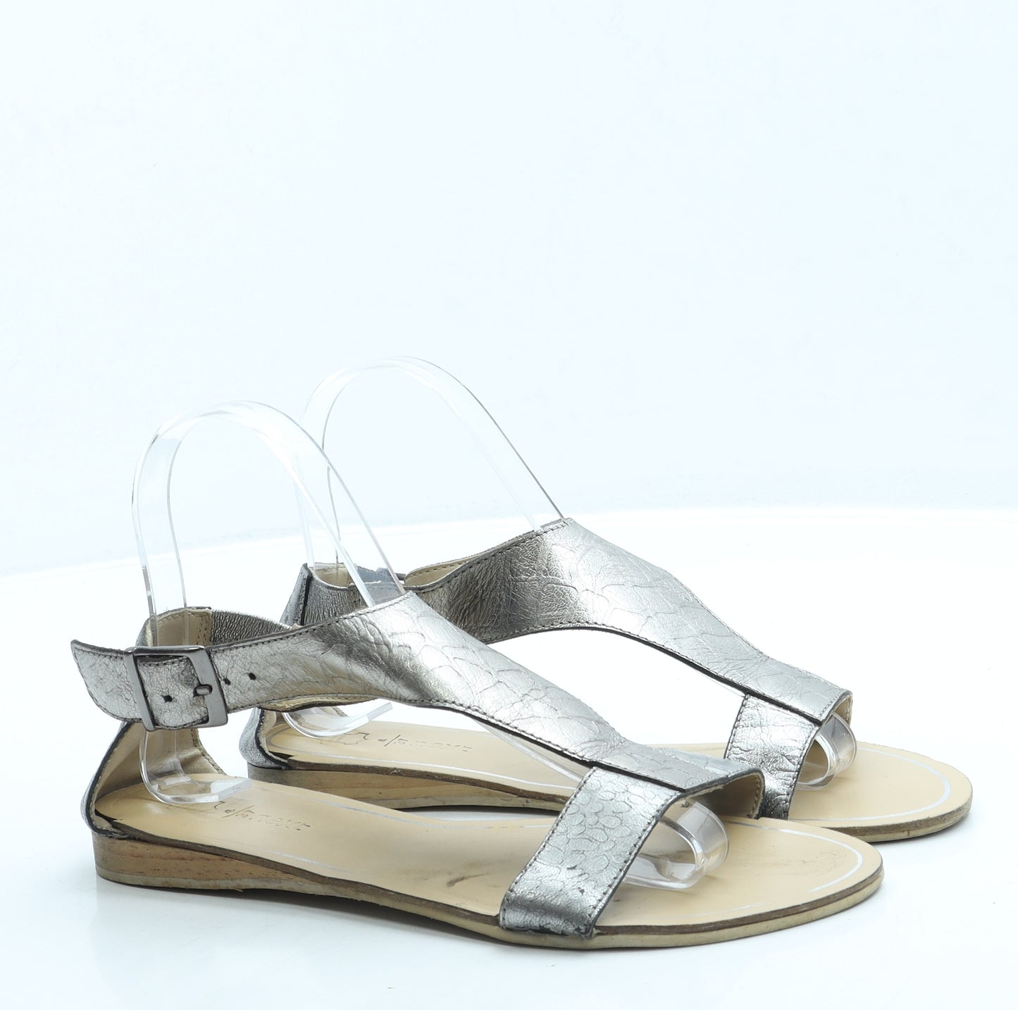 NEXT Womens Grey Leather Strappy Sandal UK 4 37
