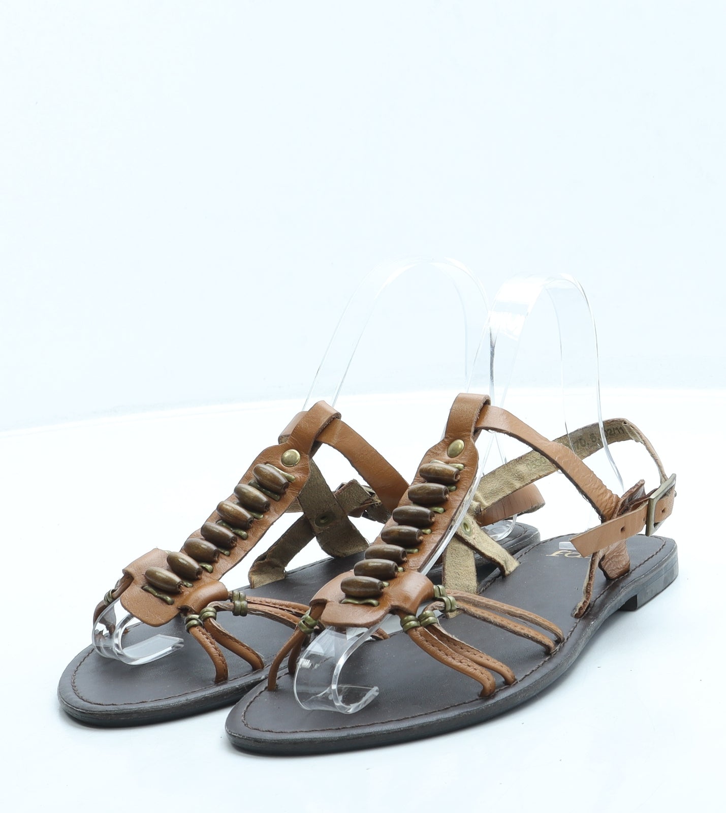 Faith Womens Brown Leather Slingback Sandal UK 5