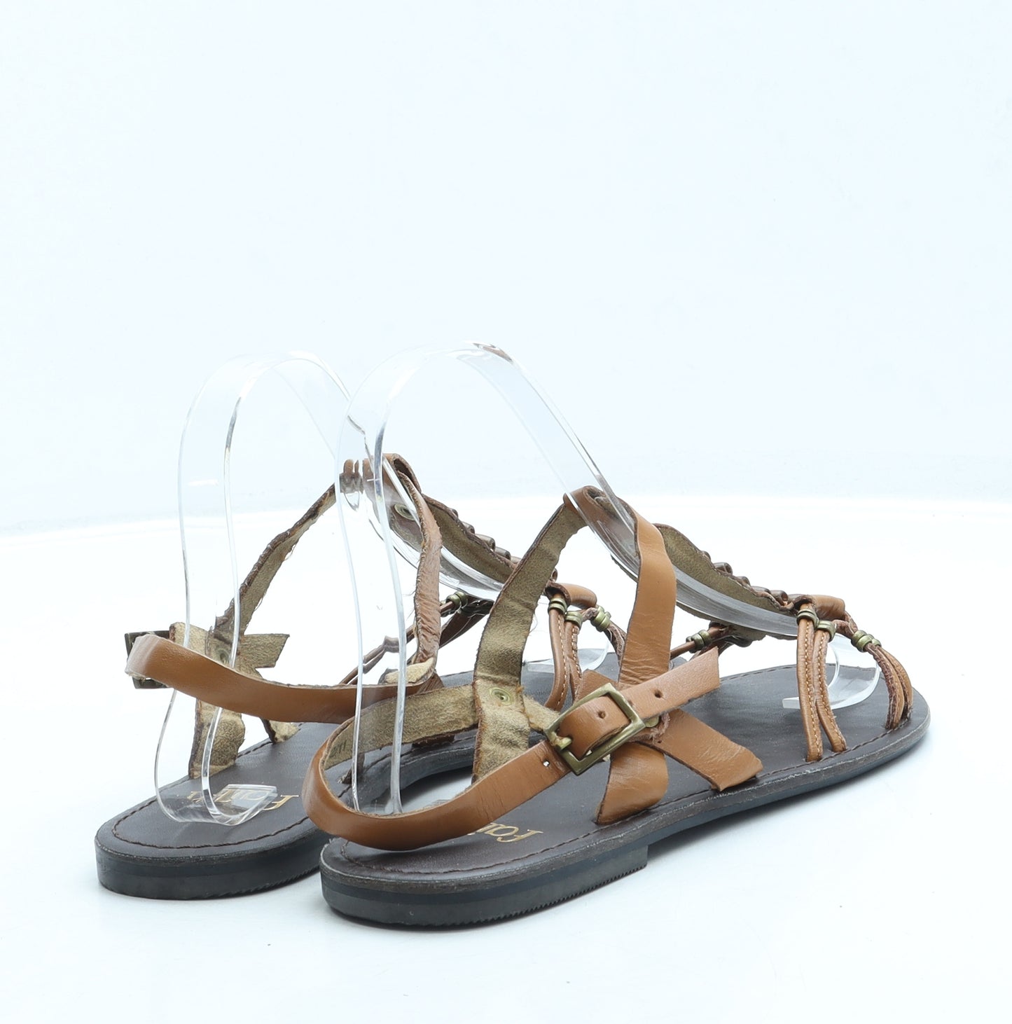 Faith Womens Brown Leather Slingback Sandal UK 5