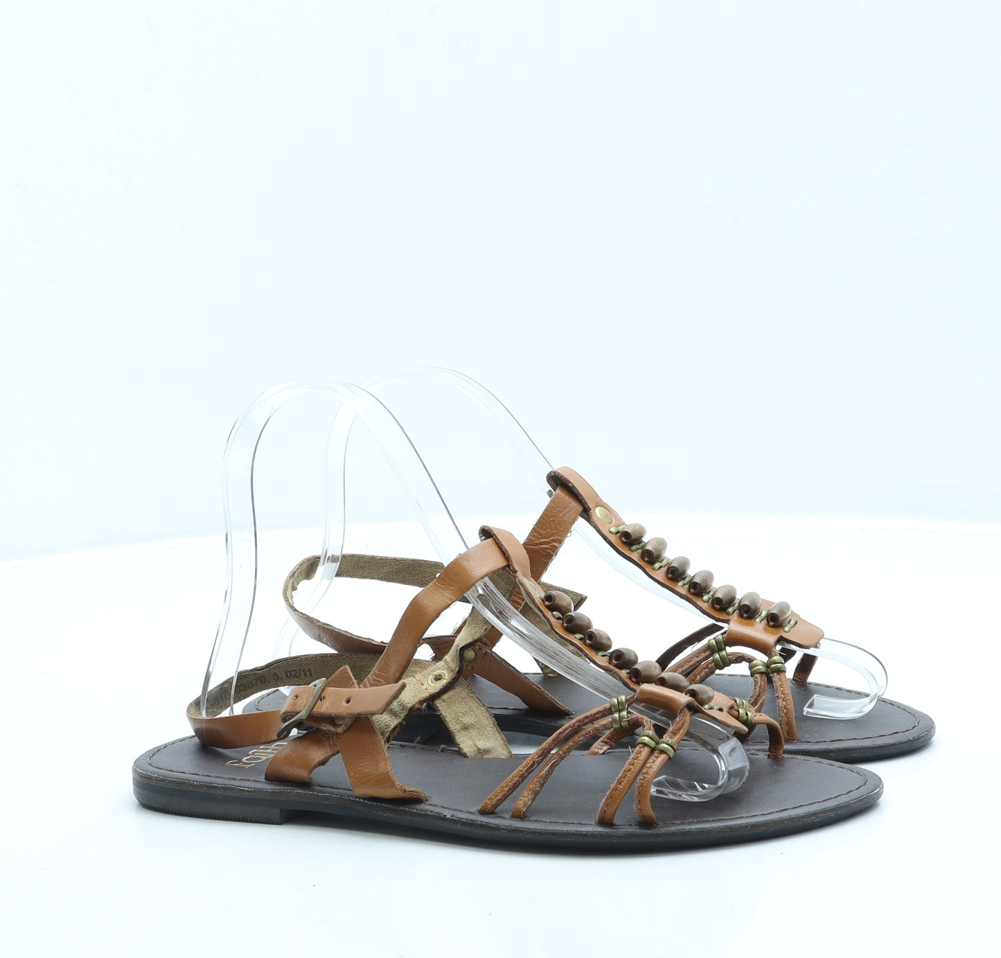 Faith Womens Brown Leather Slingback Sandal UK 5