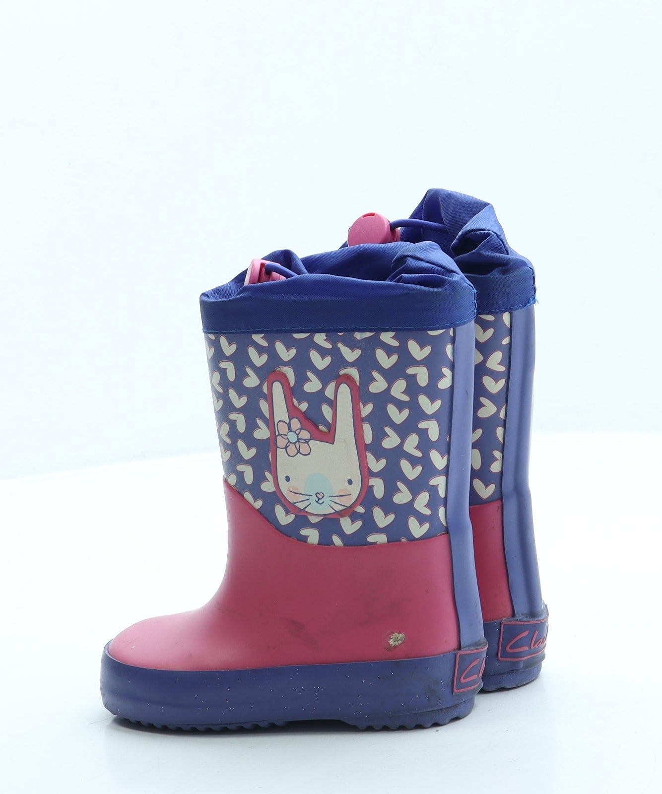 Clarks Girls Purple Rubber Wellies Boot UK 4 - Bunny