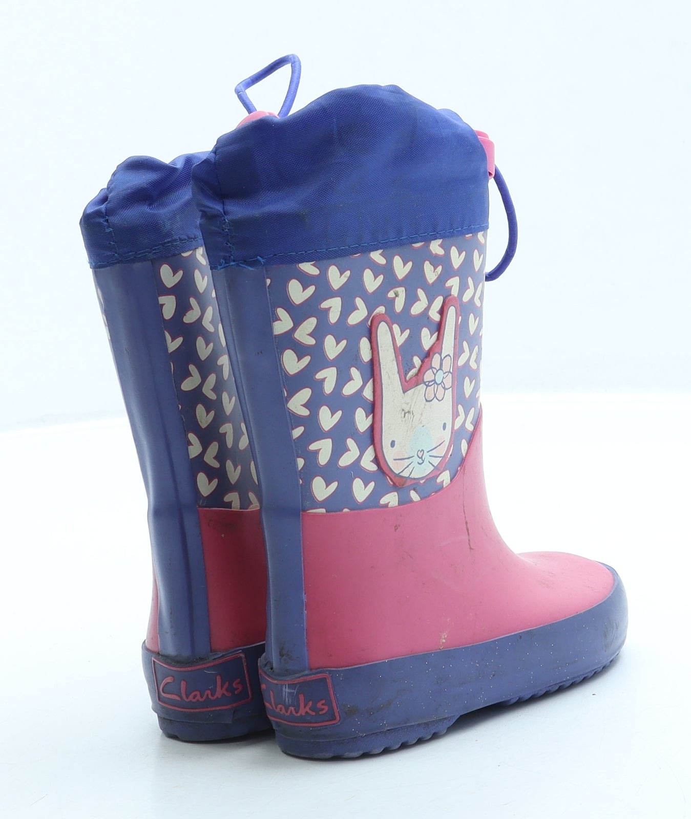 Clarks Girls Purple Rubber Wellies Boot UK 4 - Bunny