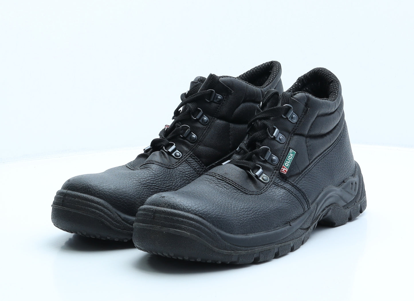 Click Mens Black Leather Trainer UK 8 42 US 9 - Oil Resistant, Work shoes