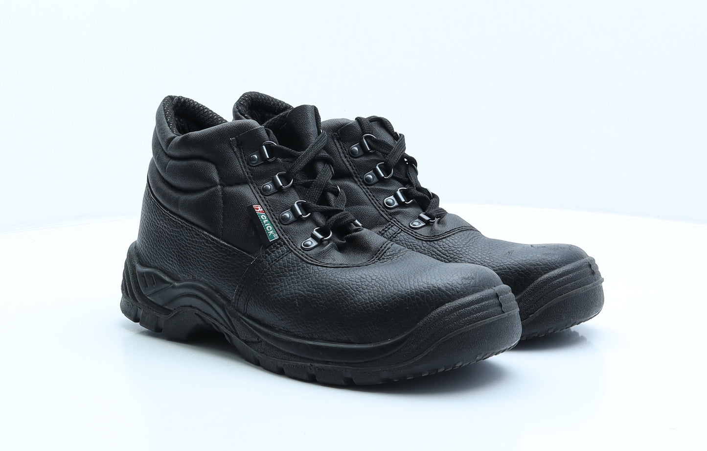 Click Mens Black Leather Trainer UK 8 42 US 9 - Oil Resistant, Work shoes