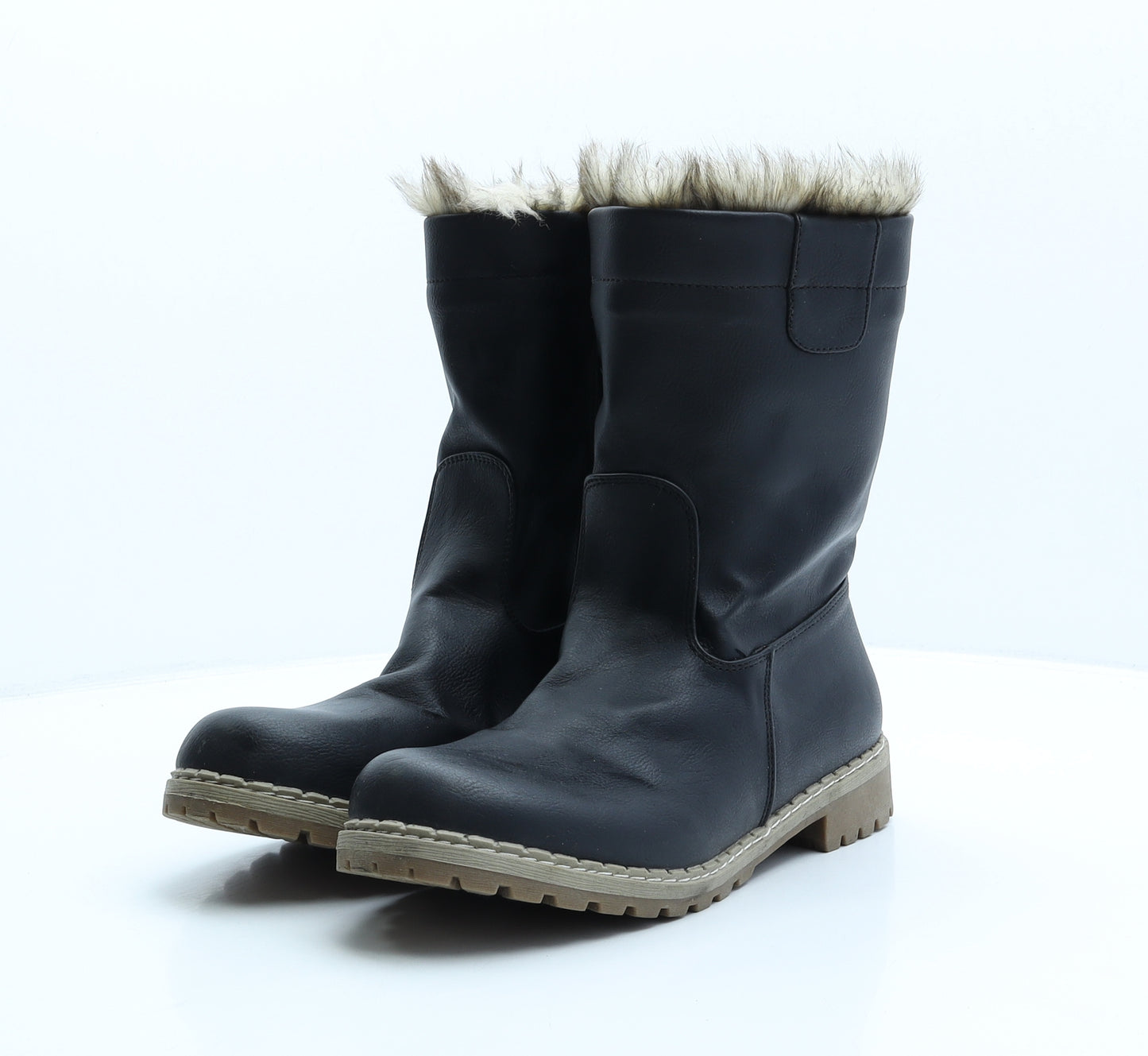 Avenue Womens Black Synthetic Shearling Style Boot UK 7