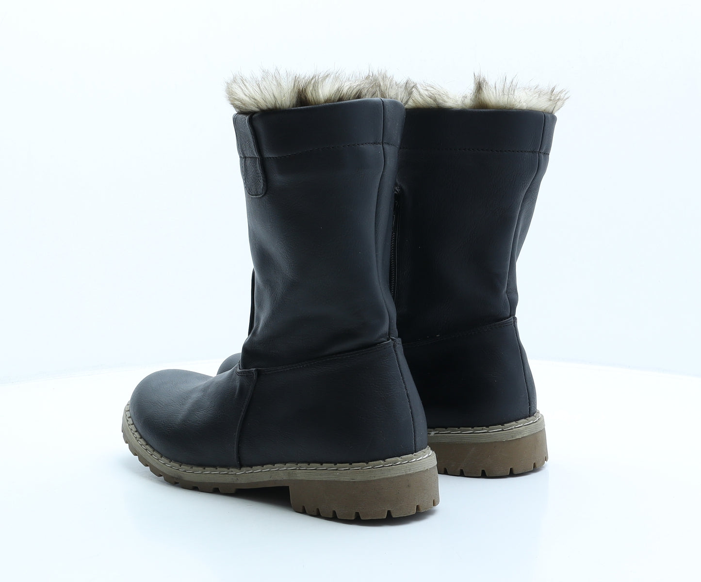 Avenue Womens Black Synthetic Shearling Style Boot UK 7