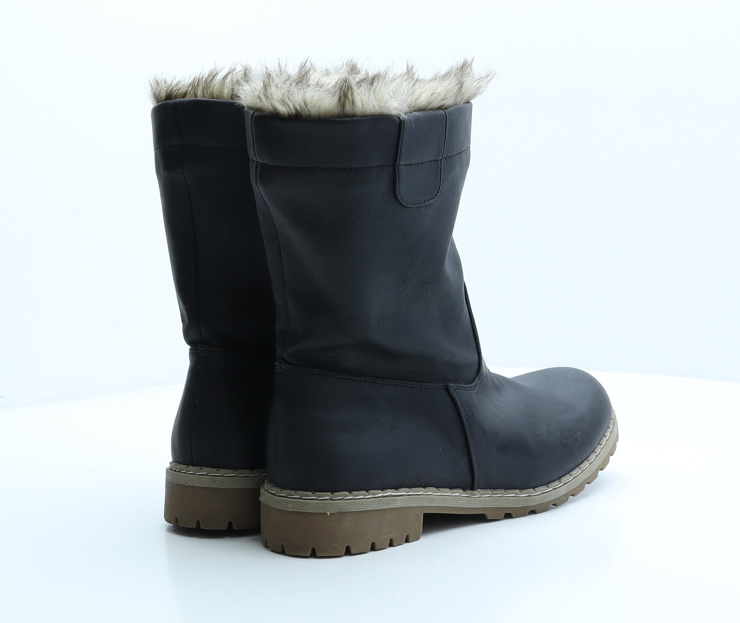 Avenue Womens Black Synthetic Shearling Style Boot UK 7