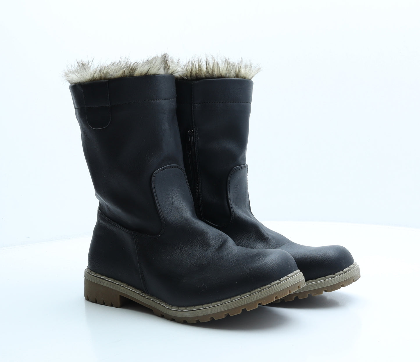 Avenue Womens Black Synthetic Shearling Style Boot UK 7