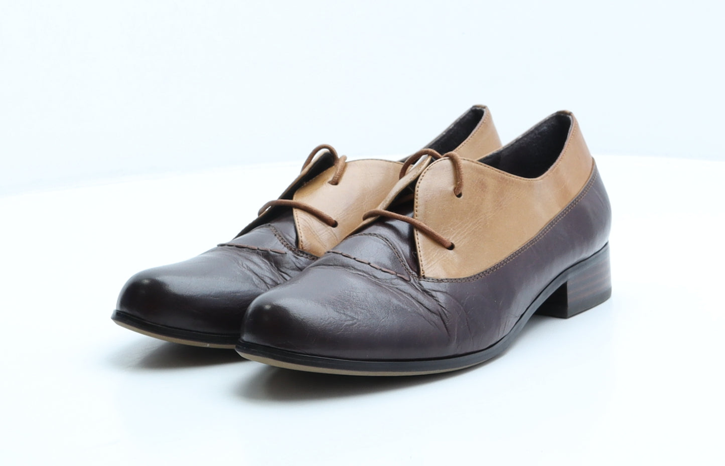 Greywalk Womens Brown Colourblock Leather Oxford Flat UK 7 40