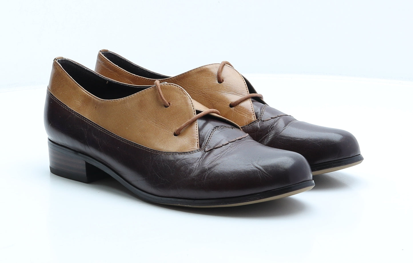 Greywalk Womens Brown Colourblock Leather Oxford Flat UK 7 40