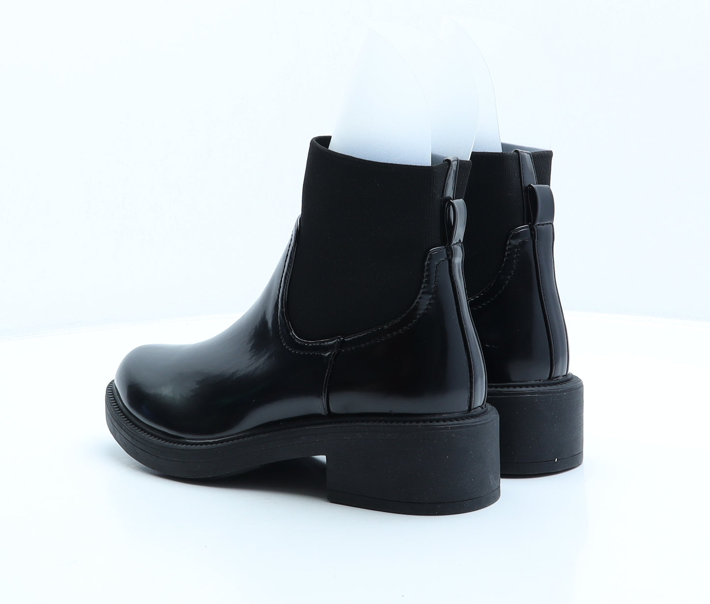 Boohoo Womens Black Patent Leather Chelsea Boot UK 4 37
