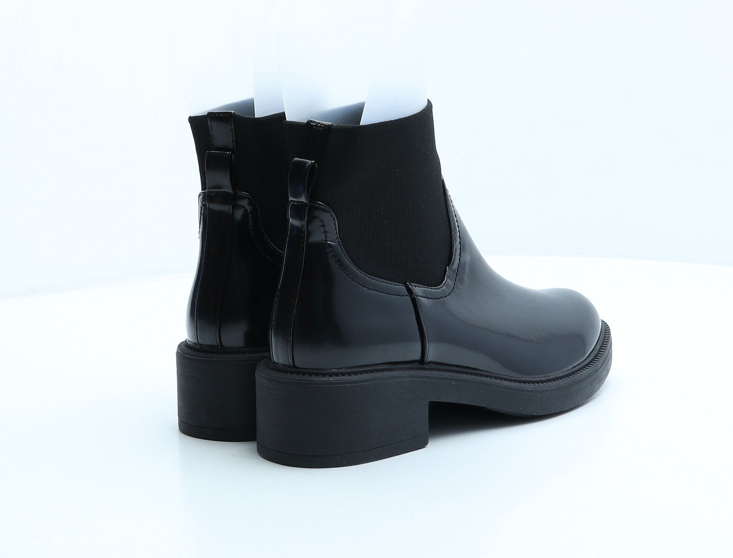 Boohoo Womens Black Patent Leather Chelsea Boot UK 4 37