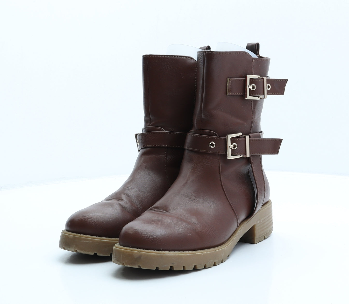 ASOS Womens Brown Leather Biker Boot UK 4 37 US 6