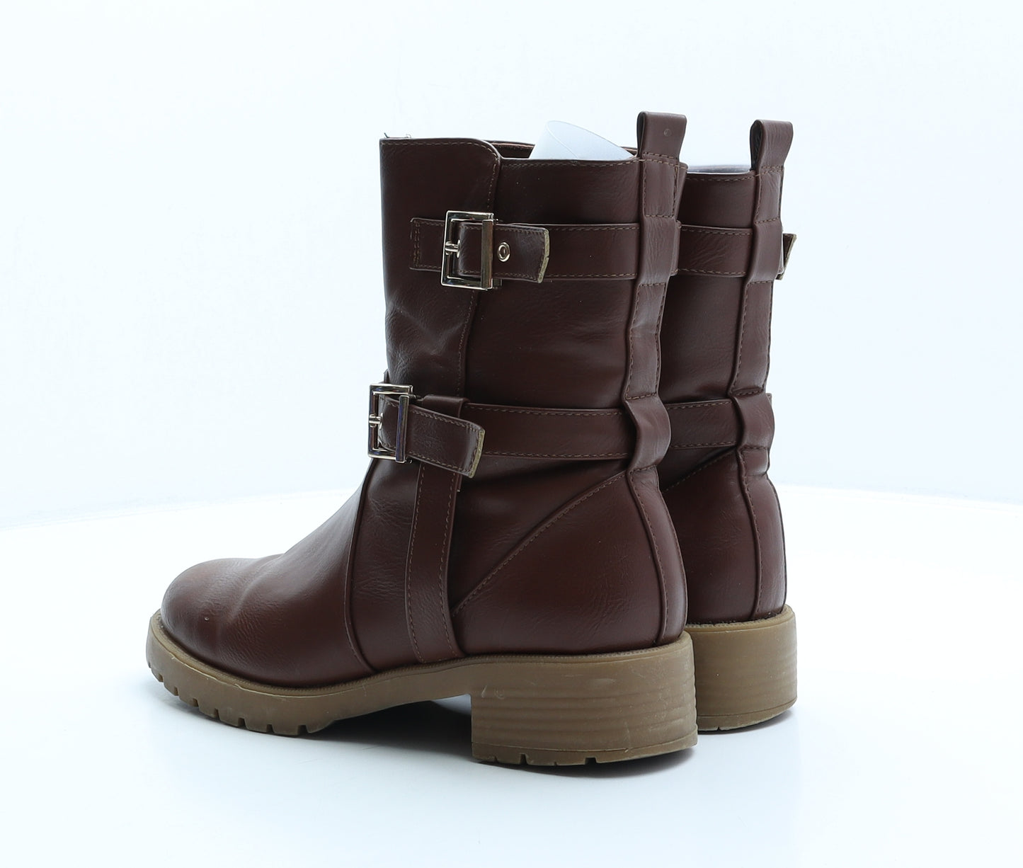 ASOS Womens Brown Leather Biker Boot UK 4 37 US 6