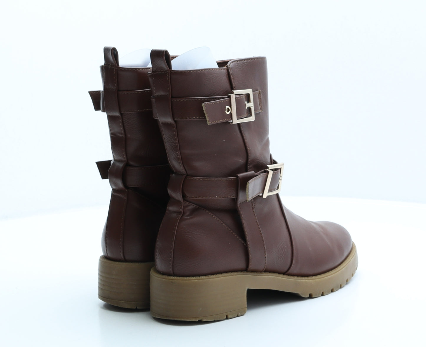 ASOS Womens Brown Leather Biker Boot UK 4 37 US 6