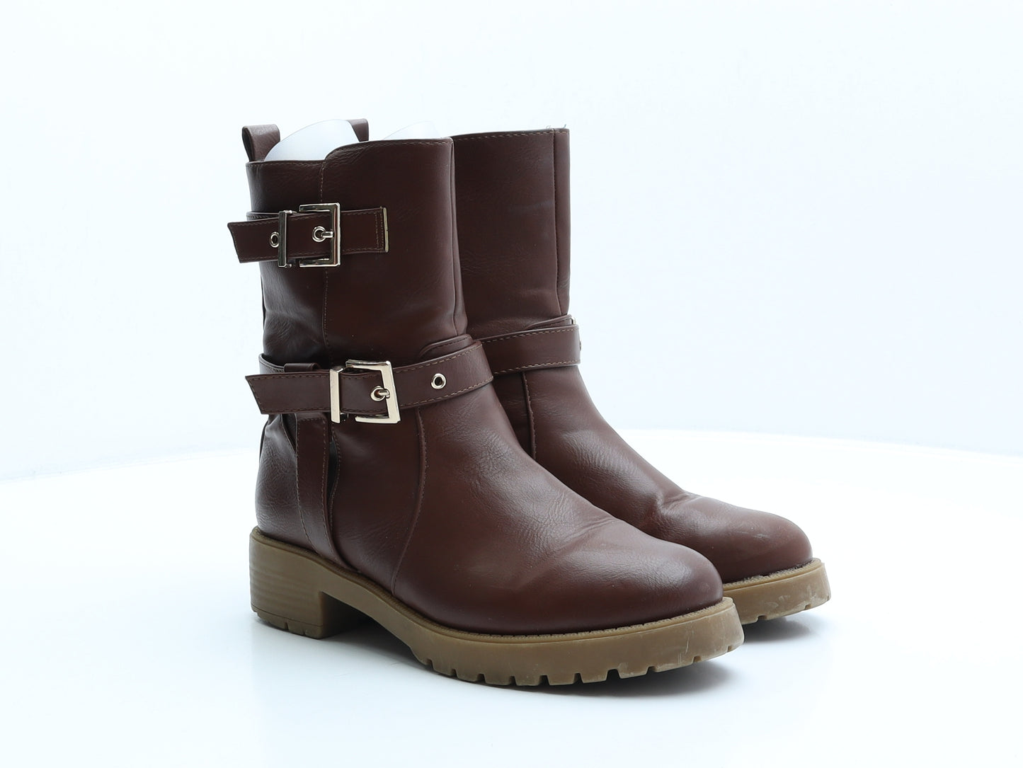 ASOS Womens Brown Leather Biker Boot UK 4 37 US 6