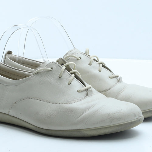 Hotter Womens Beige Leather Trainer Casual UK 7