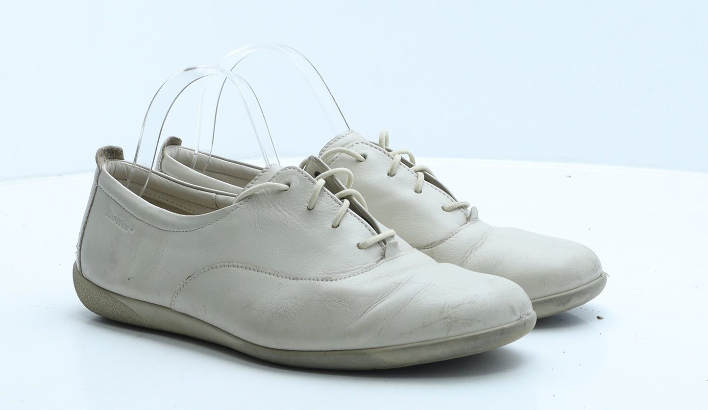 Hotter Womens Beige Leather Trainer Casual UK 7