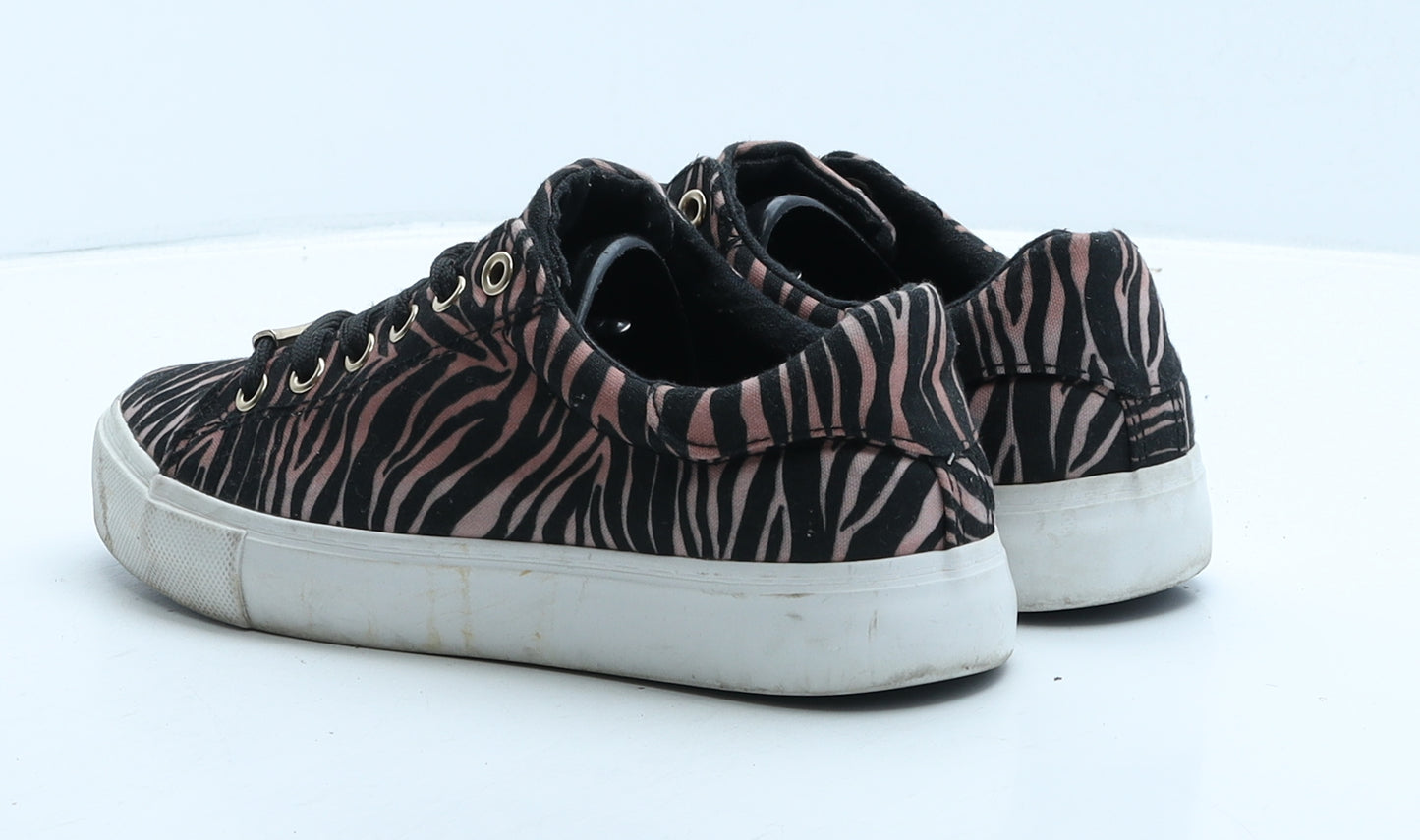 New Look Womens Black Animal Print Fabric Trainer UK 4 37