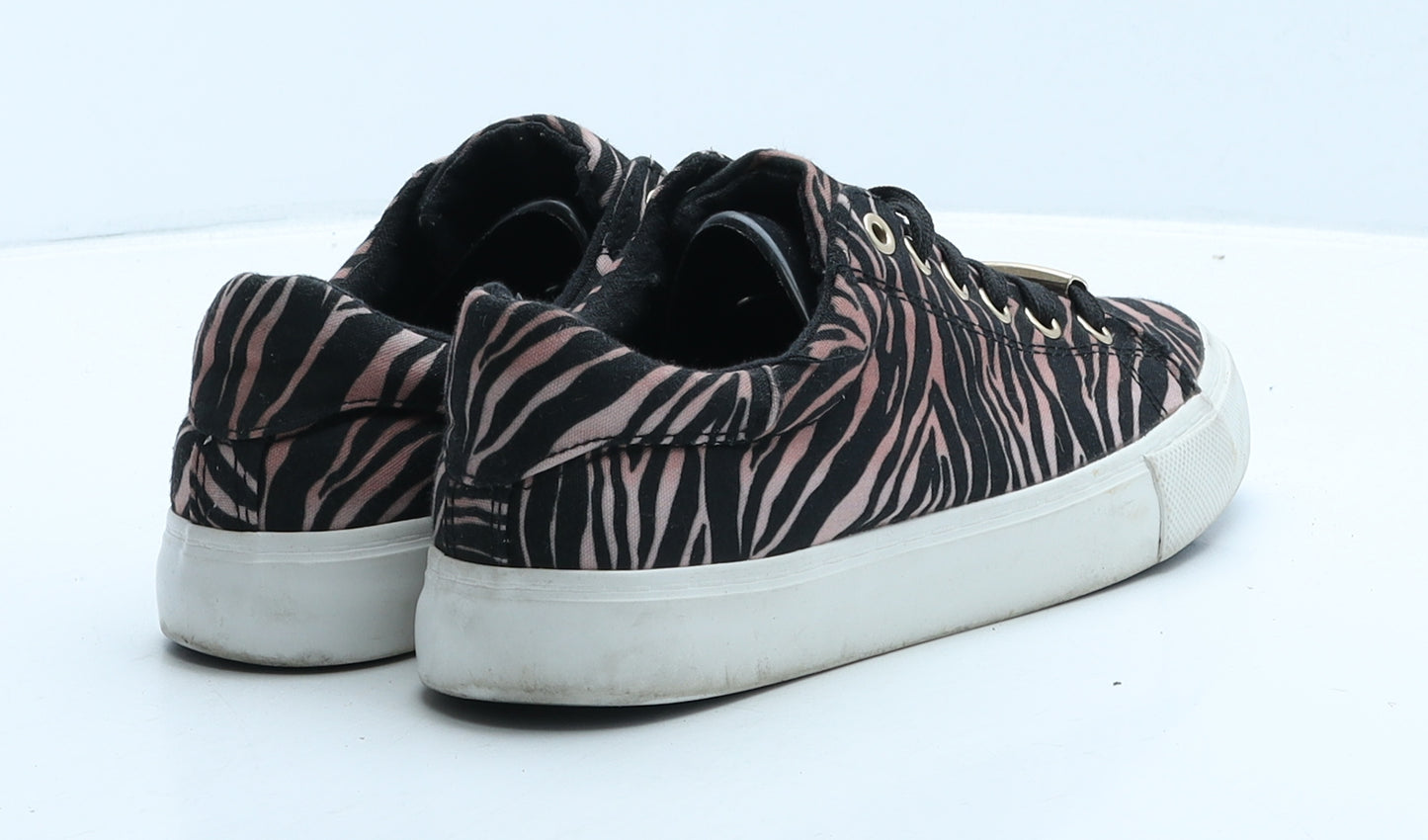 New Look Womens Black Animal Print Fabric Trainer UK 4 37