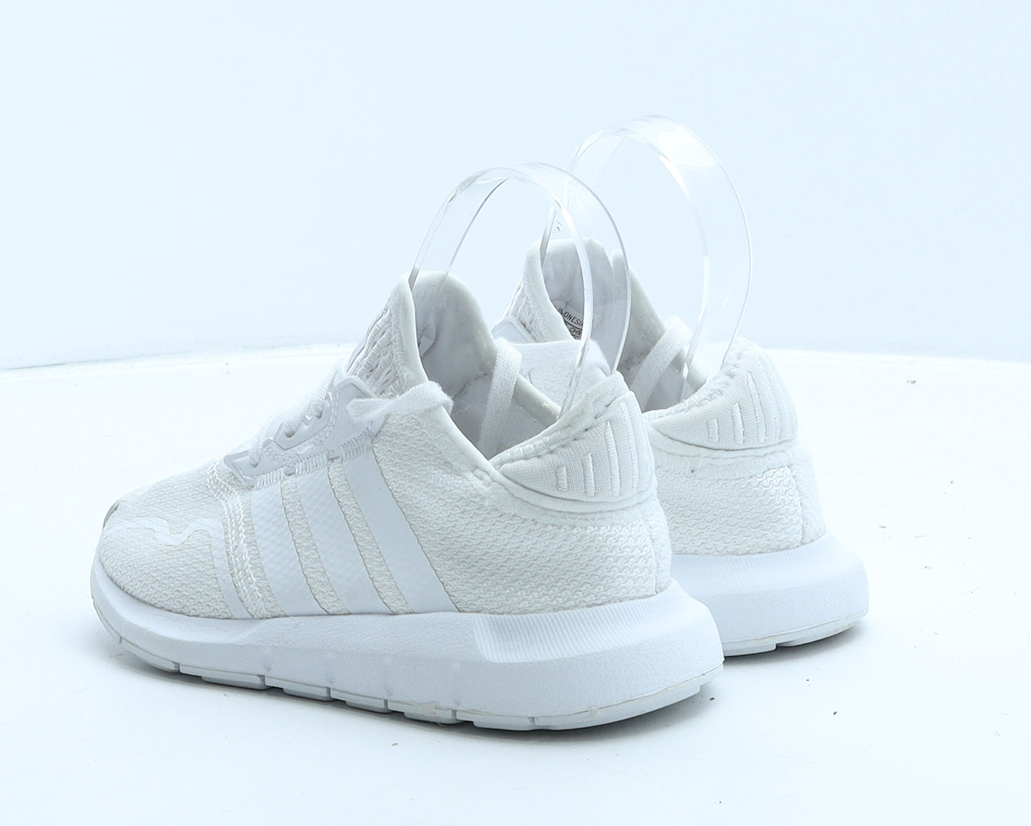 adidas Girls White Striped Fabric Trainer UK 11 30