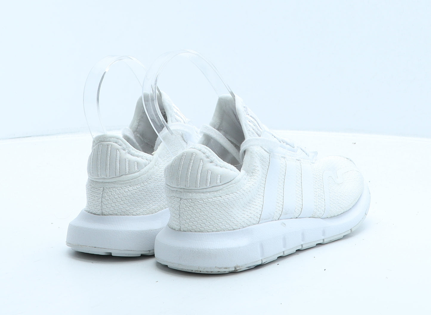 adidas Girls White Striped Fabric Trainer UK 11 30