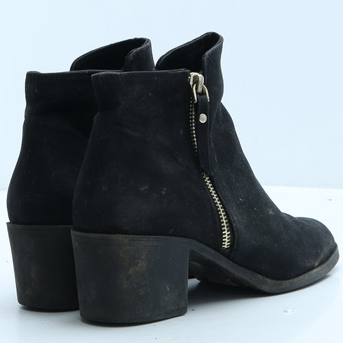 Preworn Womens Black Suede Bootie Boot UK 6 39
