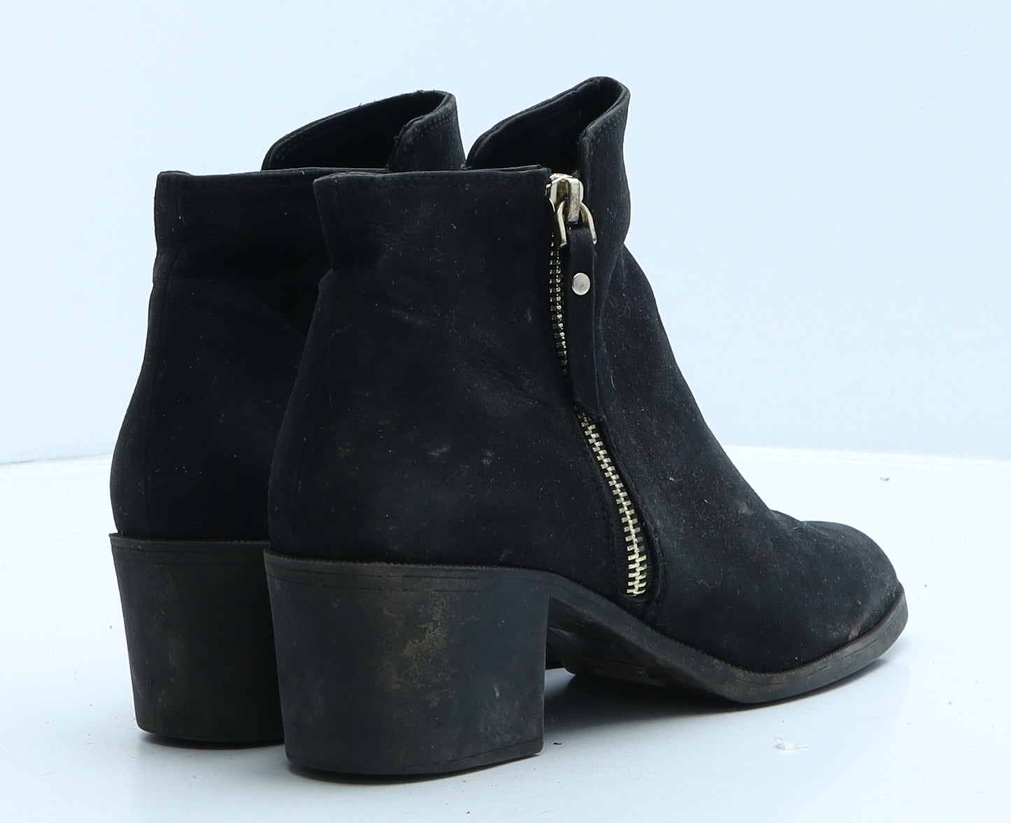 Preworn Womens Black Suede Bootie Boot UK 6 39