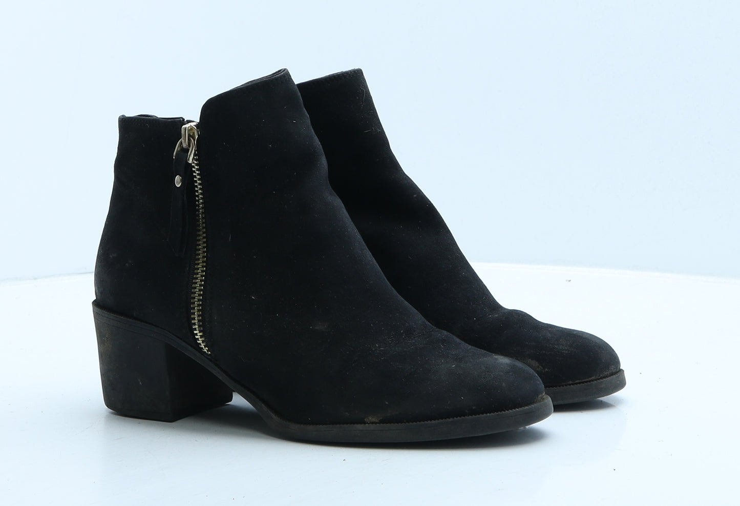 Preworn Womens Black Suede Bootie Boot UK 6 39