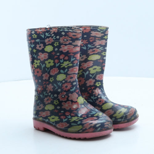 Preworn Girls Multicoloured Floral Rubber Wellies Boot UK 5