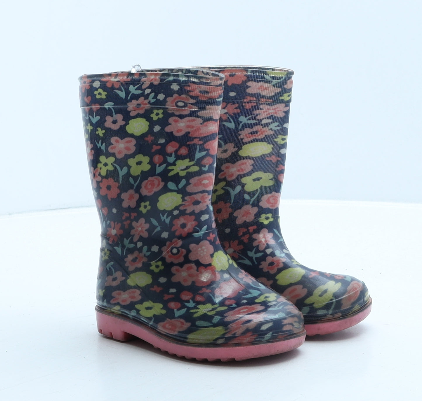Preworn Girls Multicoloured Floral Rubber Wellies Boot UK 5