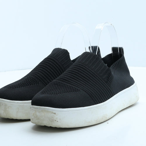 Primark Womens Black Geometric Fabric Loafer Casual UK 7