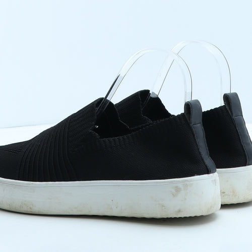 Primark Womens Black Geometric Fabric Loafer Casual UK 7