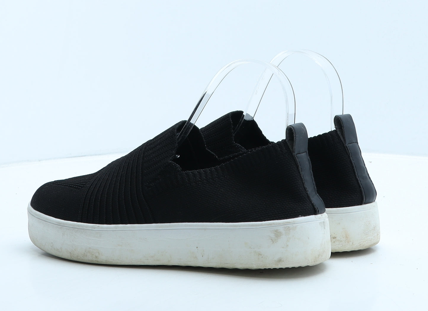 Primark Womens Black Geometric Fabric Loafer Casual UK 7