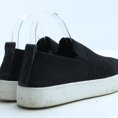 Primark Womens Black Geometric Fabric Loafer Casual UK 7