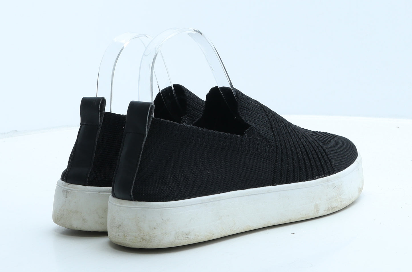 Primark Womens Black Geometric Fabric Loafer Casual UK 7