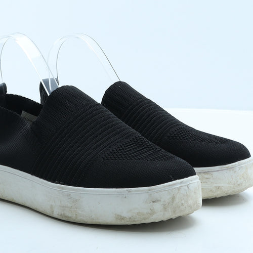 Primark Womens Black Geometric Fabric Loafer Casual UK 7