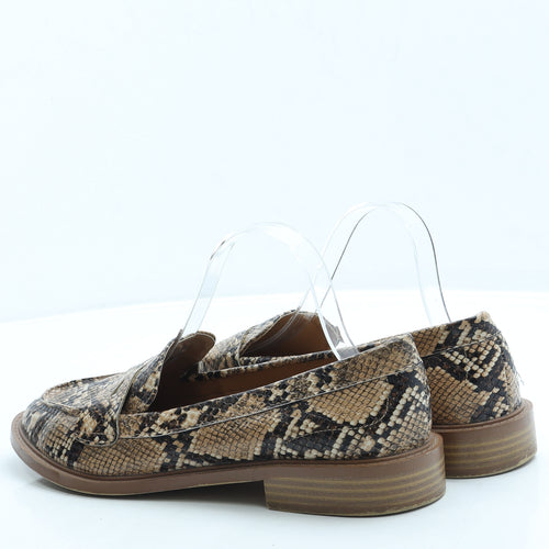Papaya Womens Brown Animal Print Leather Loafer Flat UK 6 39 - Snake Skin Print
