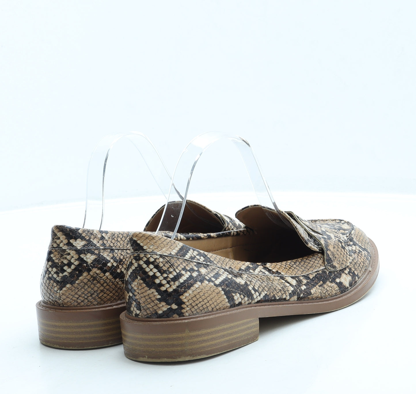 Papaya Womens Brown Animal Print Leather Loafer Flat UK 6 39 - Snake Skin Print