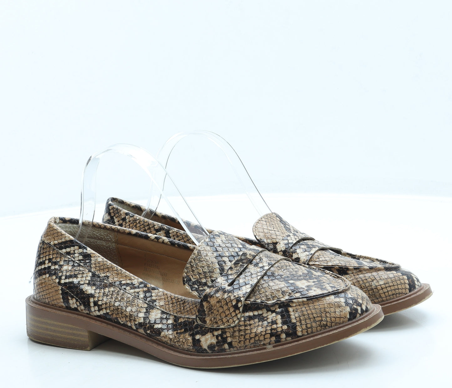 Papaya Womens Brown Animal Print Leather Loafer Flat UK 6 39 - Snake Skin Print